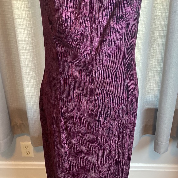 Jessica McClintock Gunne Sax Wine Color Velvet Gown Dress Gold Flower Straps - Picture 8 of 13